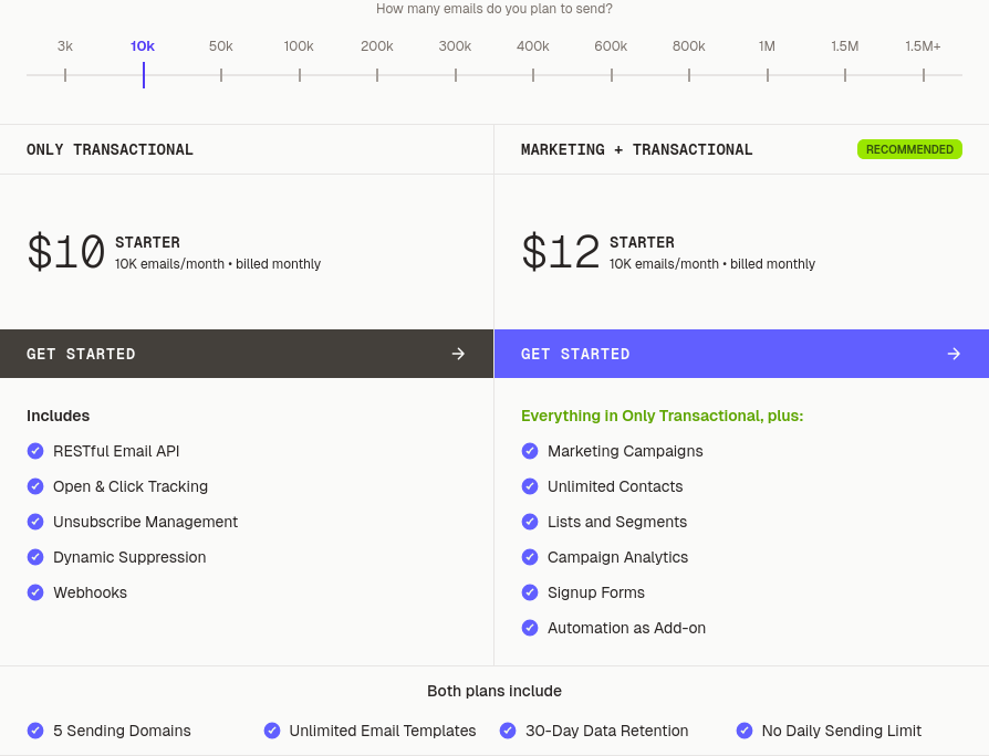 Autosend Pricing - 10k emails/month - Both Transactional & Marketing Emails